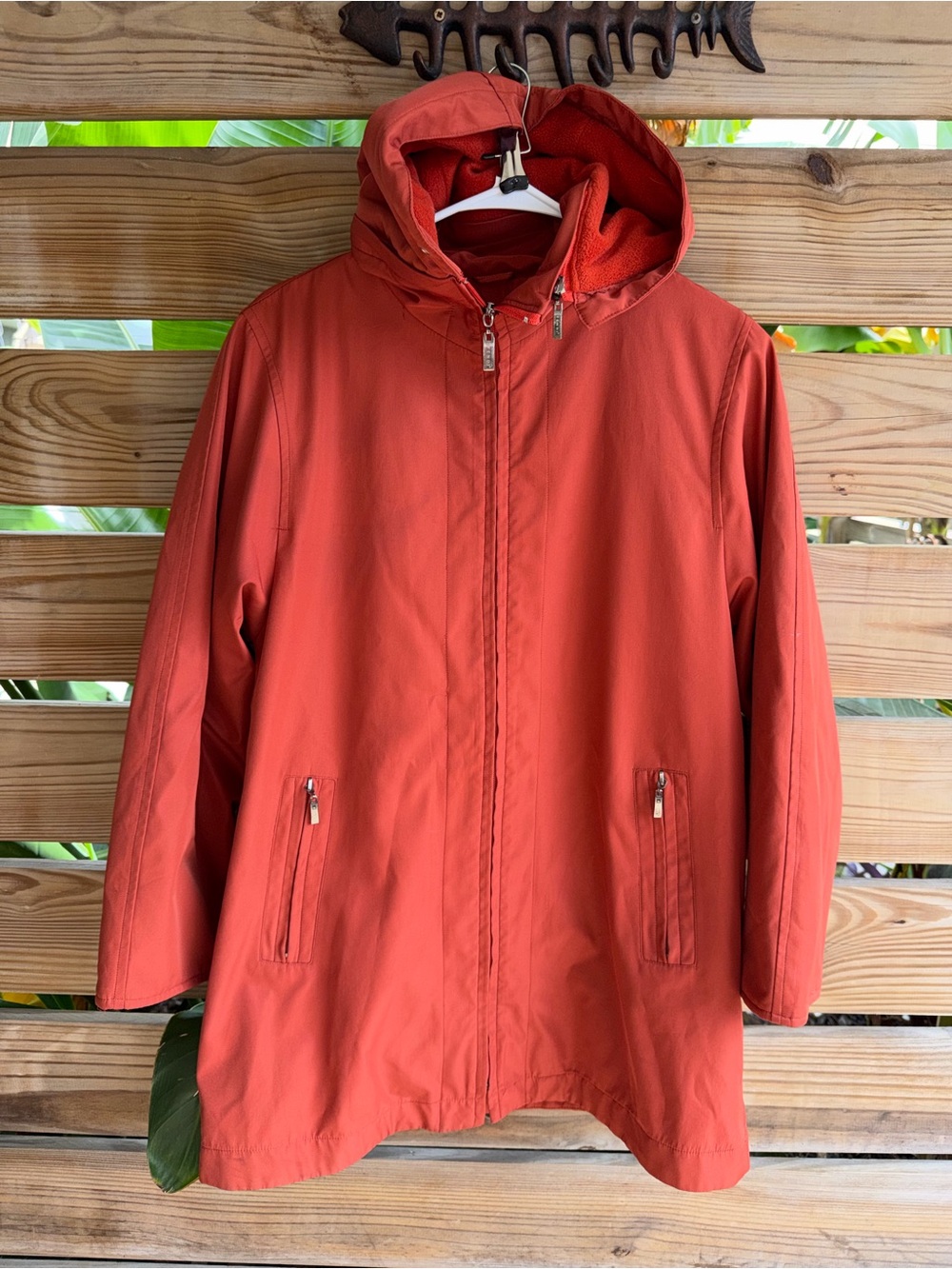 Fendi Women's Hooded Puffer Jacket in red Orange